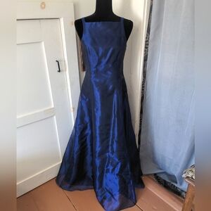 Vintage Nightway 90s Formal Prom Gown Dress Blue Iridescent ALine Whimsigoth Y2k